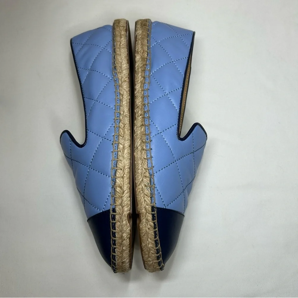 Talbots‎ IZZY Quilted Nappa Leather light Blue Navy Versatile Espadrilles 9M